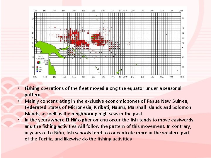  • Fishing operations of the fleet moved along the equator under a seasonal