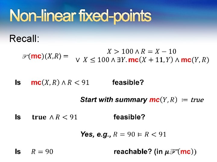 Non-linear fixed-points Recall: 
