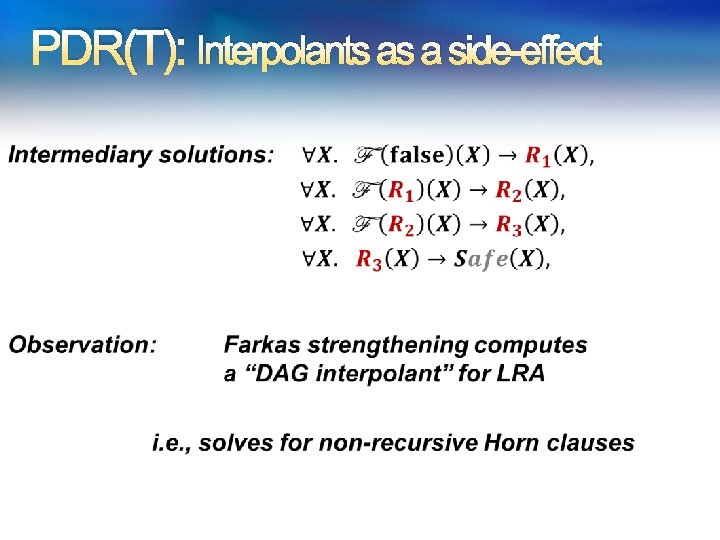 PDR(T): Interpolants as a side-effect 