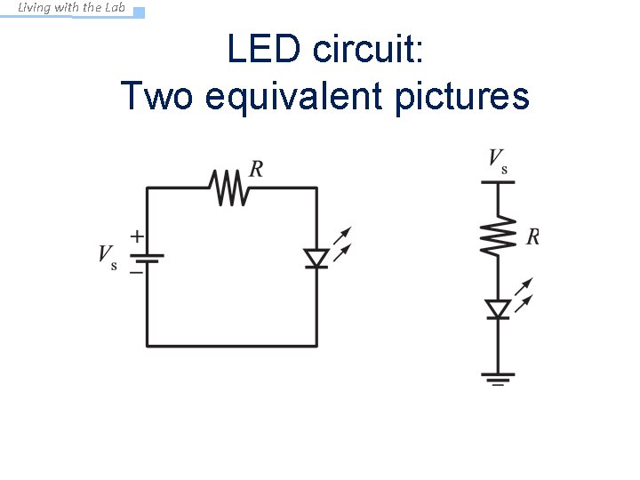 Living with the Lab LED circuit: Two equivalent pictures 