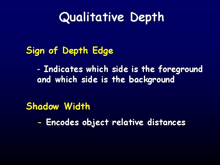 Qualitative Depth Sign of Depth Edge - Indicates which side is the foreground and