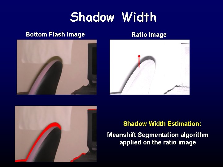 Shadow Width Bottom Flash Image Ratio Image Shadow Width Estimation: Meanshift Segmentation algorithm applied