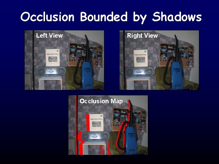 Occlusion Bounded by Shadows Left View Right View Occlusion Map 