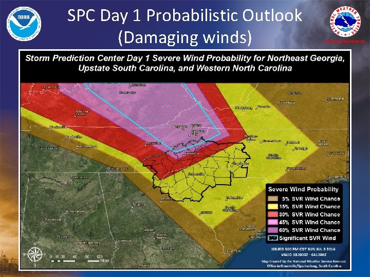 SPC Day 1 Probabilistic Outlook (Damaging winds) Greenville/Spartanburg 