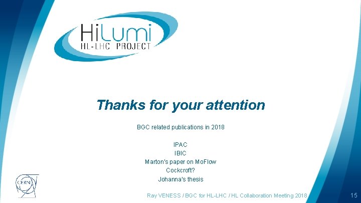 Thanks for your attention BGC related publications in 2018 IPAC IBIC Marton’s paper on