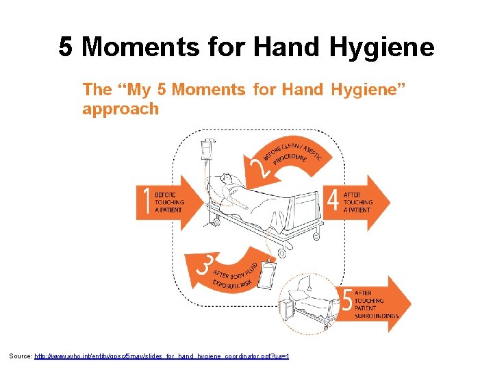 5 Moments for Hand Hygiene Source: http: //www. who. int/entity/gpsc/5 may/slides_for_hand_hygiene_coordinator. ppt? ua=1 