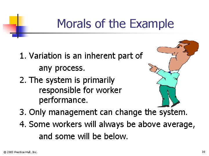 Morals of the Example 1. Variation is an inherent part of any process. 2.