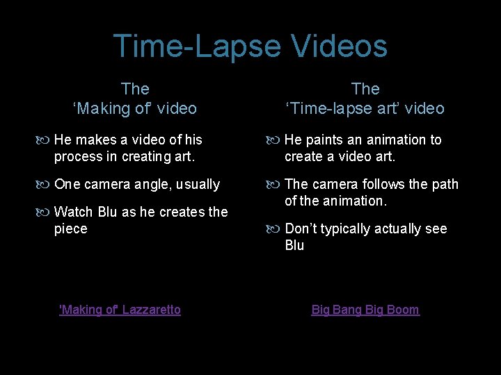 Time-Lapse Videos The ‘Making of’ video He makes a video of his process in