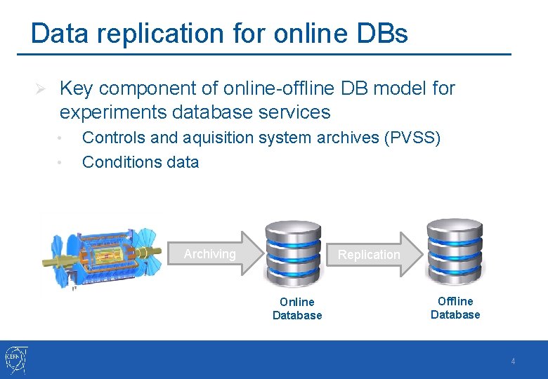 Data replication for online DBs Ø Key component of online-offline DB model for experiments