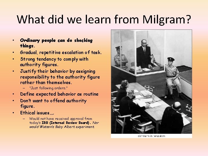 What did we learn from Milgram? • • Ordinary people can do shocking things.