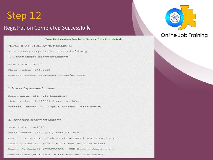 Step 12 Registration Completed Successfully Step 12 Registration Completed Successfully