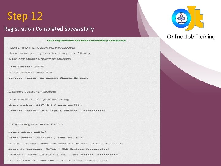 Step 12 Registration Completed Successfully 