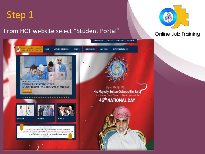 Step 1 From HCT website select “Student Portal” Step 1 From HCT website select “Student Portal”