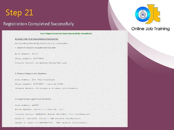 Step 21 Registration Completed Successfully Step 21 Registration Completed Successfully