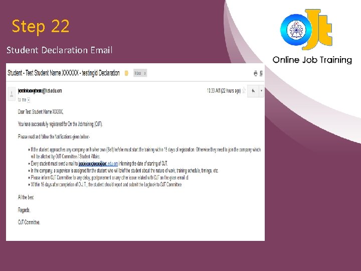 Step 22 Student Declaration Email 