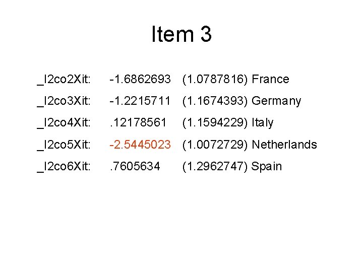 Item 3 _I 2 co 2 Xit: -1. 6862693 (1. 0787816) France _I 2