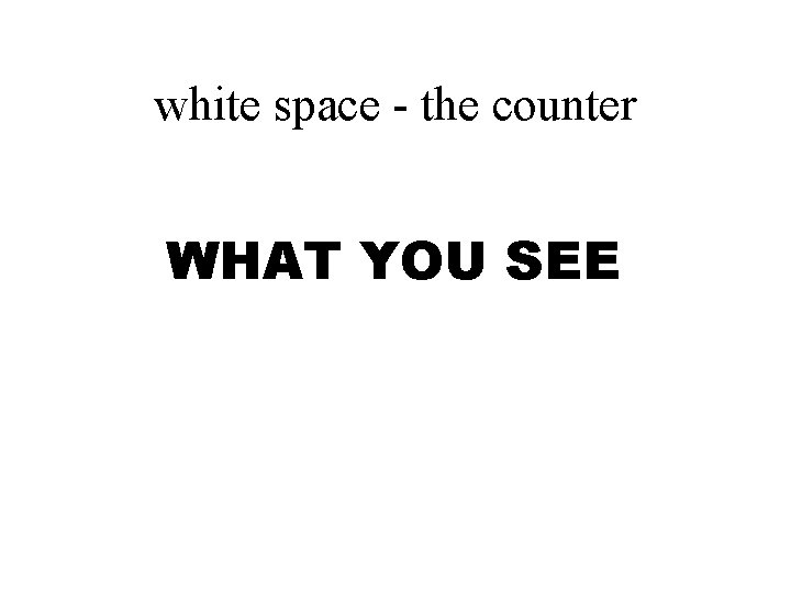 white space - the counter WHAT YOU SEE 