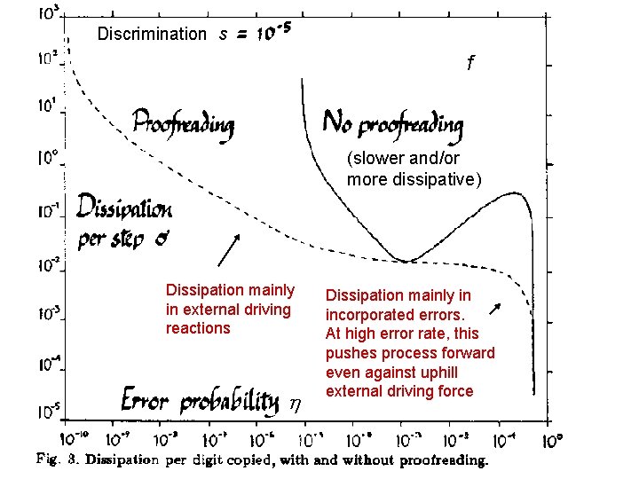 Discrimination s f (slower and/or more dissipative) Dissipation mainly in external driving reactions h