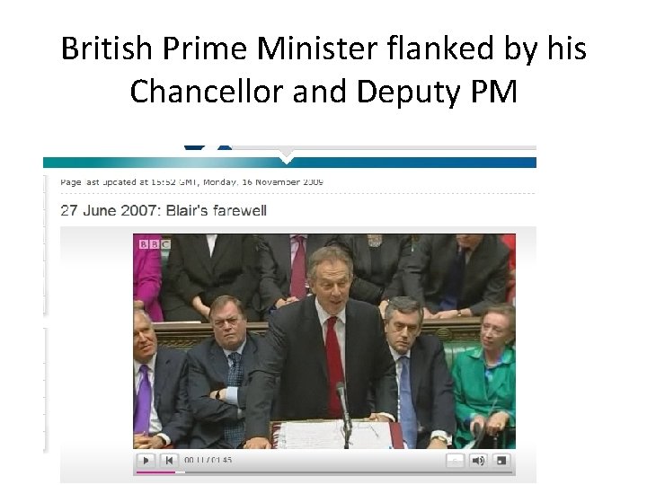 British Prime Minister flanked by his Chancellor and Deputy PM 