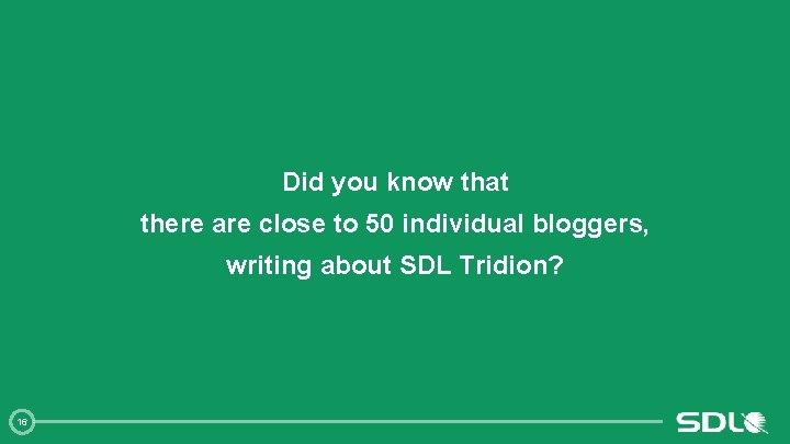 Did you know that there are close to 50 individual bloggers, writing about SDL