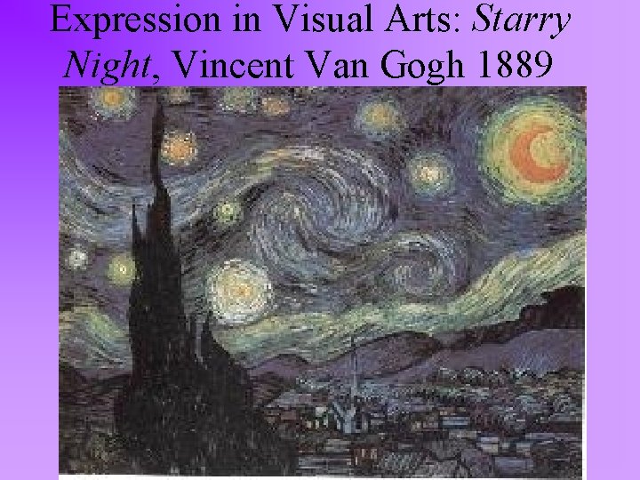 Expression in Visual Arts: Starry Night, Vincent Van Gogh 1889 