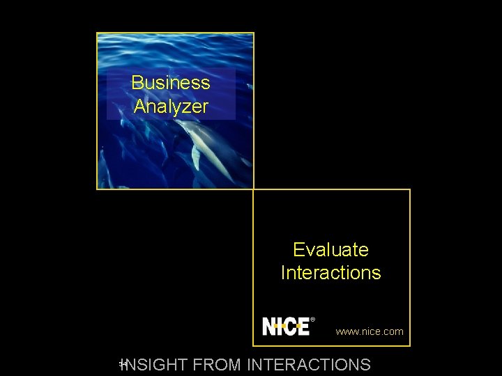 Business Analyzer Evaluate Interactions www. nice. com Analyzer INSIGHT FROMBusiness INTERACTIONS Insight from Interactions