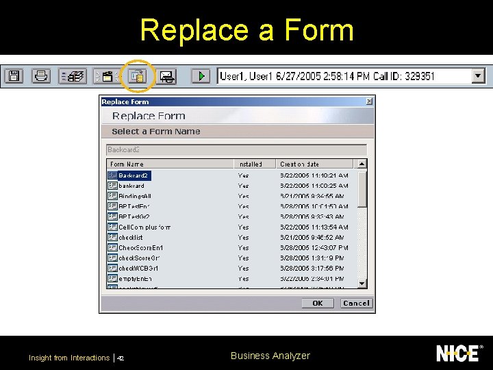 Replace a Form Insight from Interactions 42 Business Analyzer 