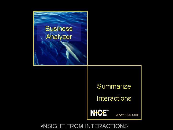Business Analyzer Summarize Interactions www. nice. com Analyzer INSIGHT FROMBusiness INTERACTIONS Insight from Interactions