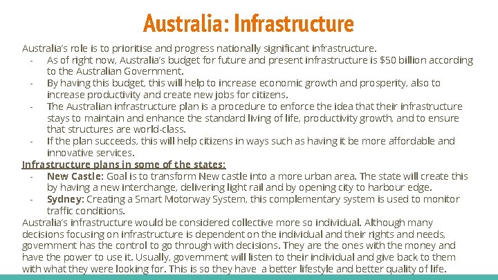 Australia: Infrastructure Australia’s role is to prioritise and progress nationally significant infrastructure. - As
