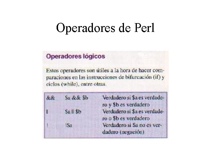 Operadores de Perl 