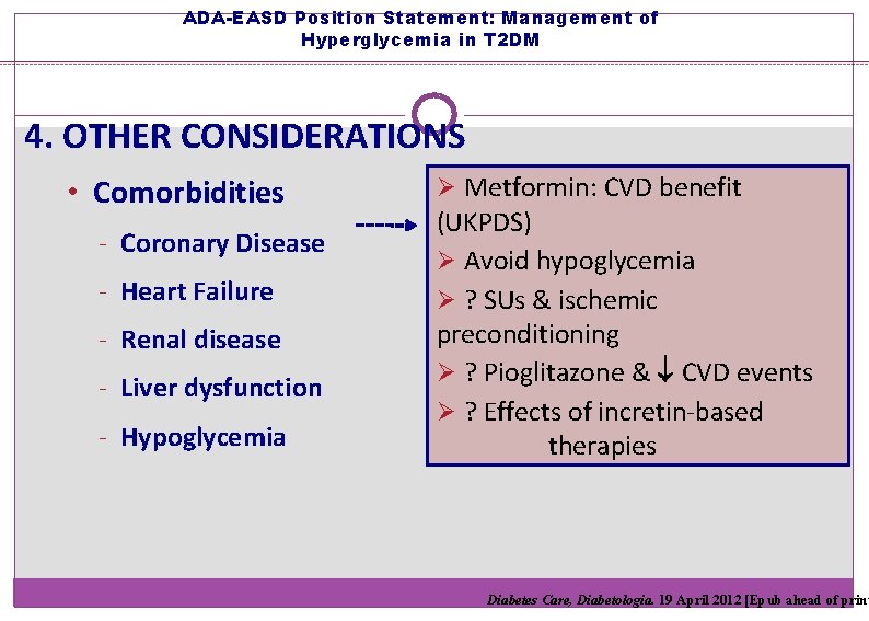 ADA-EASD Position Statement: Management of Hyperglycemia in T 2 DM 4. OTHER CONSIDERATIONS •