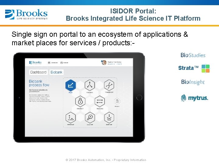 ISIDOR Portal: Brooks Integrated Life Science IT Platform Single sign on portal to an
