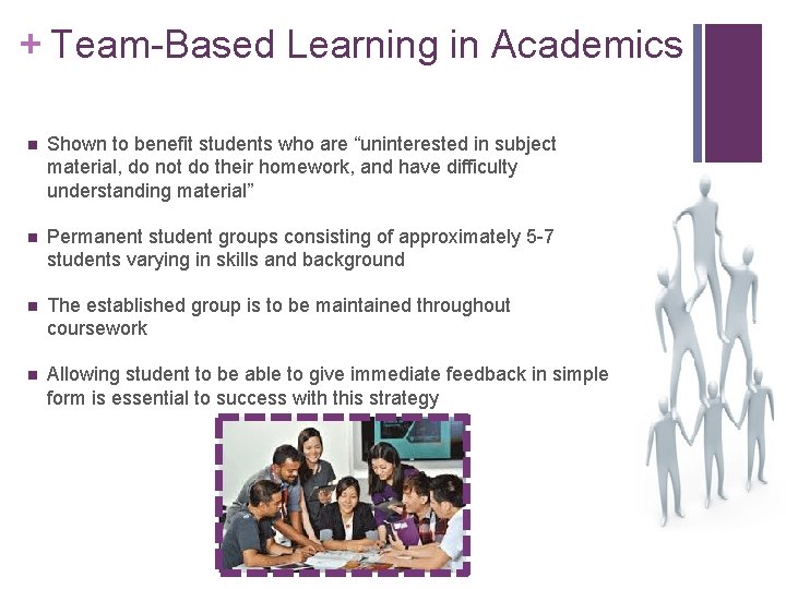 + Team-Based Learning in Academics n Shown to benefit students who are “uninterested in