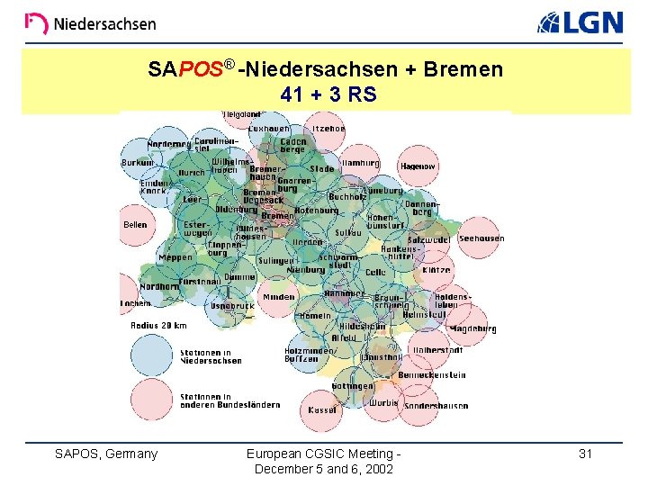 SAPOS® -Niedersachsen + Bremen 41 + 3 RS SAPOS, Germany European CGSIC Meeting December