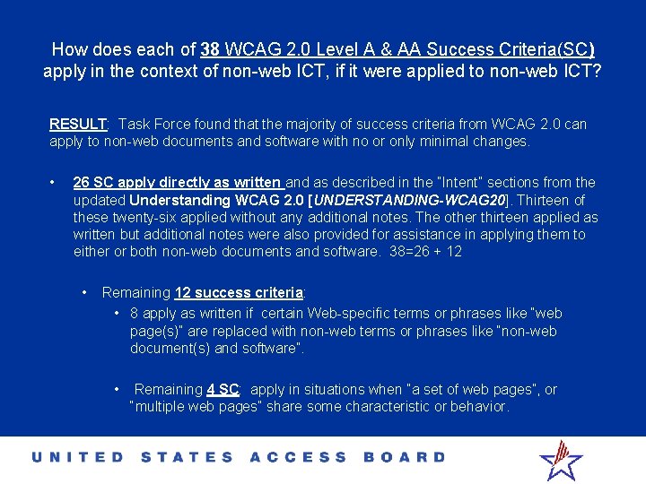 How does each of 38 WCAG 2. 0 Level A & AA Success Criteria(SC)