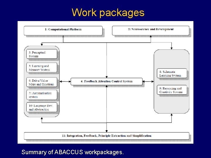 Work packages Summary of ABACCUS workpackages. 