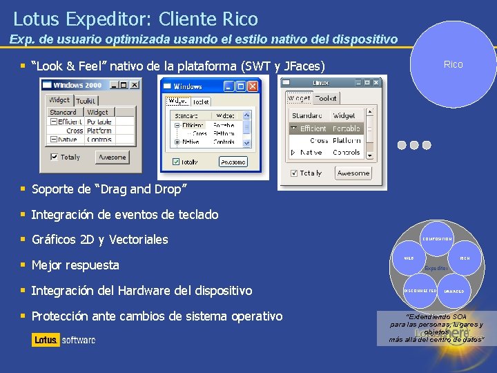 Lotus Expeditor: Cliente Rico Exp. de usuario optimizada usando el estilo nativo del dispositivo