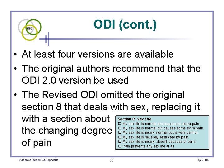 ODI (cont. ) • At least four versions are available • The original authors