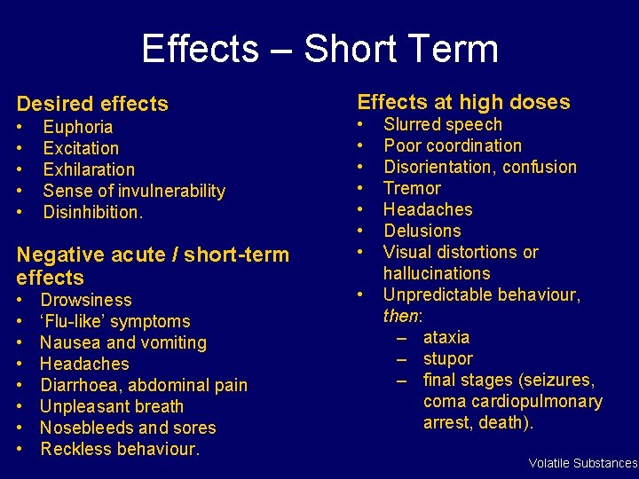 Effects – Short Term Desired effects • • • Euphoria Excitation Exhilaration Sense of