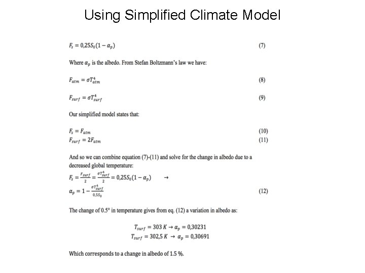 Using Simplified Climate Model 