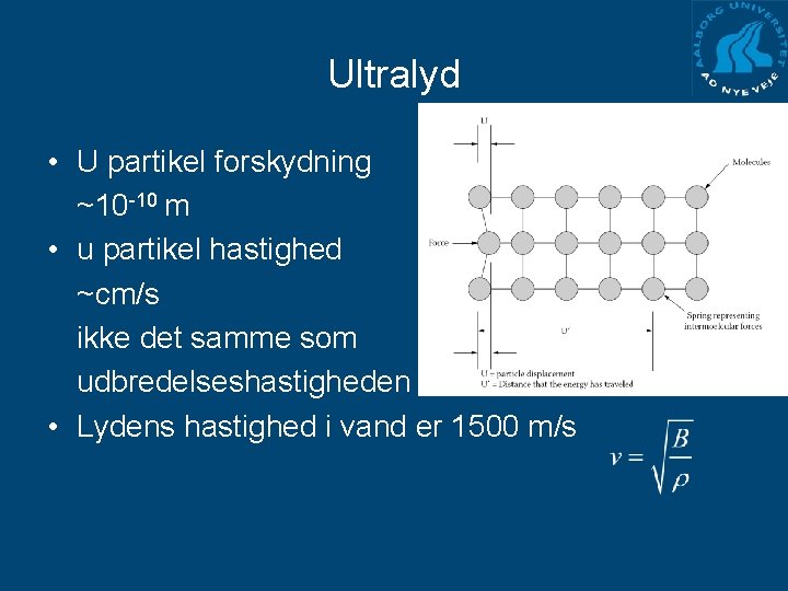 Ultralyd • U partikel forskydning ~10 -10 m • u partikel hastighed ~cm/s ikke