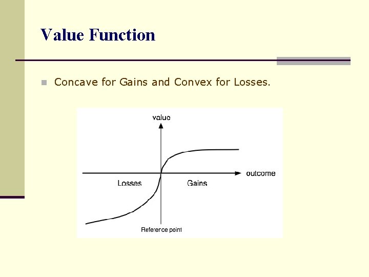 Value Function n Concave for Gains and Convex for Losses. 