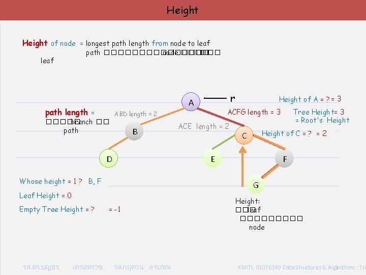 Height of node = longest path length from node to leaf path �������� node