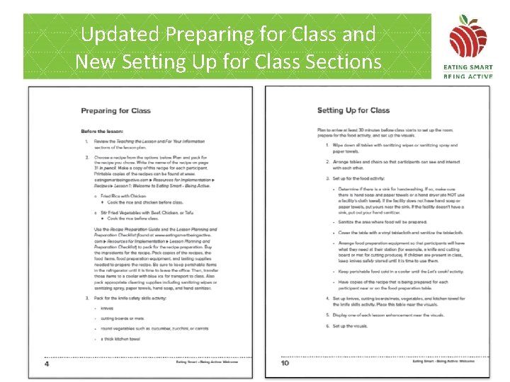 Updated Preparing for Class and New Setting Up for Class Sections 