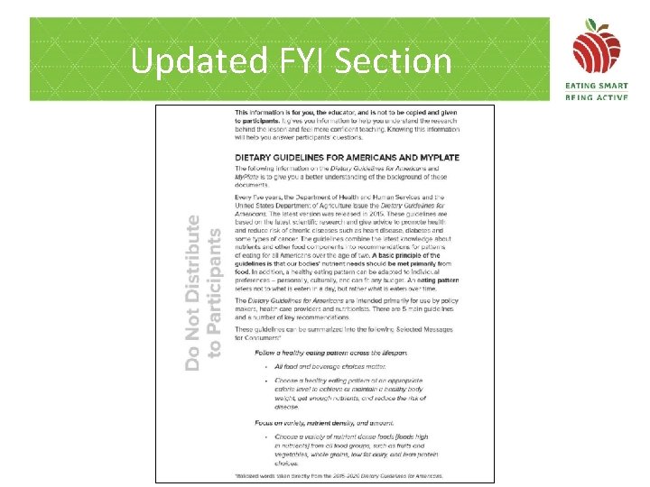 Updated FYI Section 