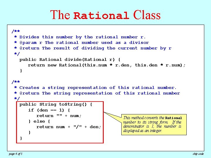 The Rational Class /** * Subtracts Divides this thenumber rational by number the rational