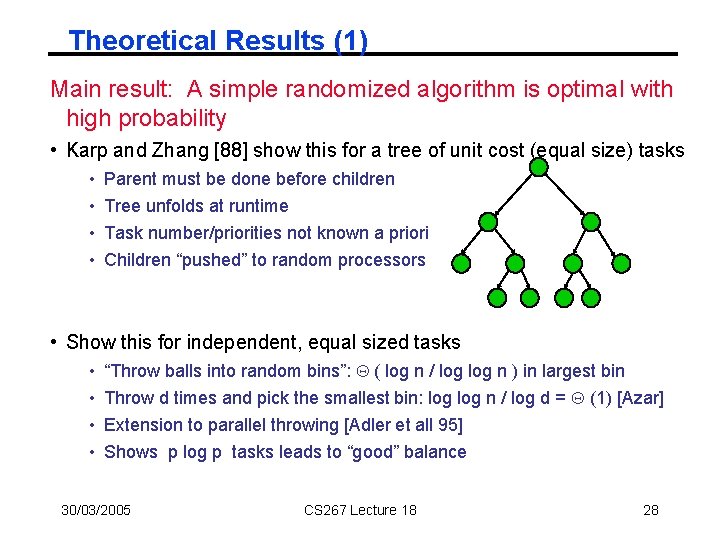 Theoretical Results (1) Main result: A simple randomized algorithm is optimal with high probability