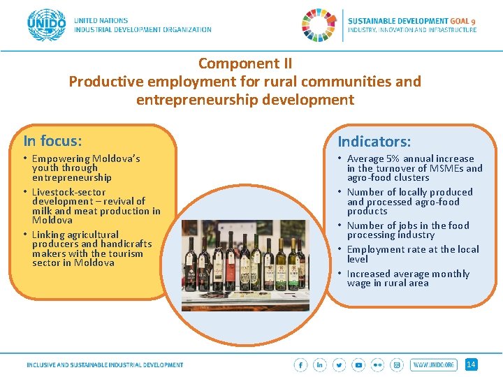 Component II Productive employment for rural communities and entrepreneurship development In focus: Indicators: •