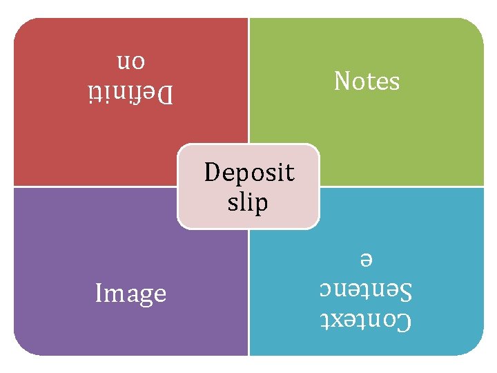 Context Sentenc e Image Deposit slip Definiti on Notes 