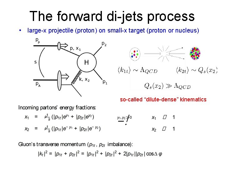 The forward di-jets process • large-x projectile (proton) on small-x target (proton or nucleus)